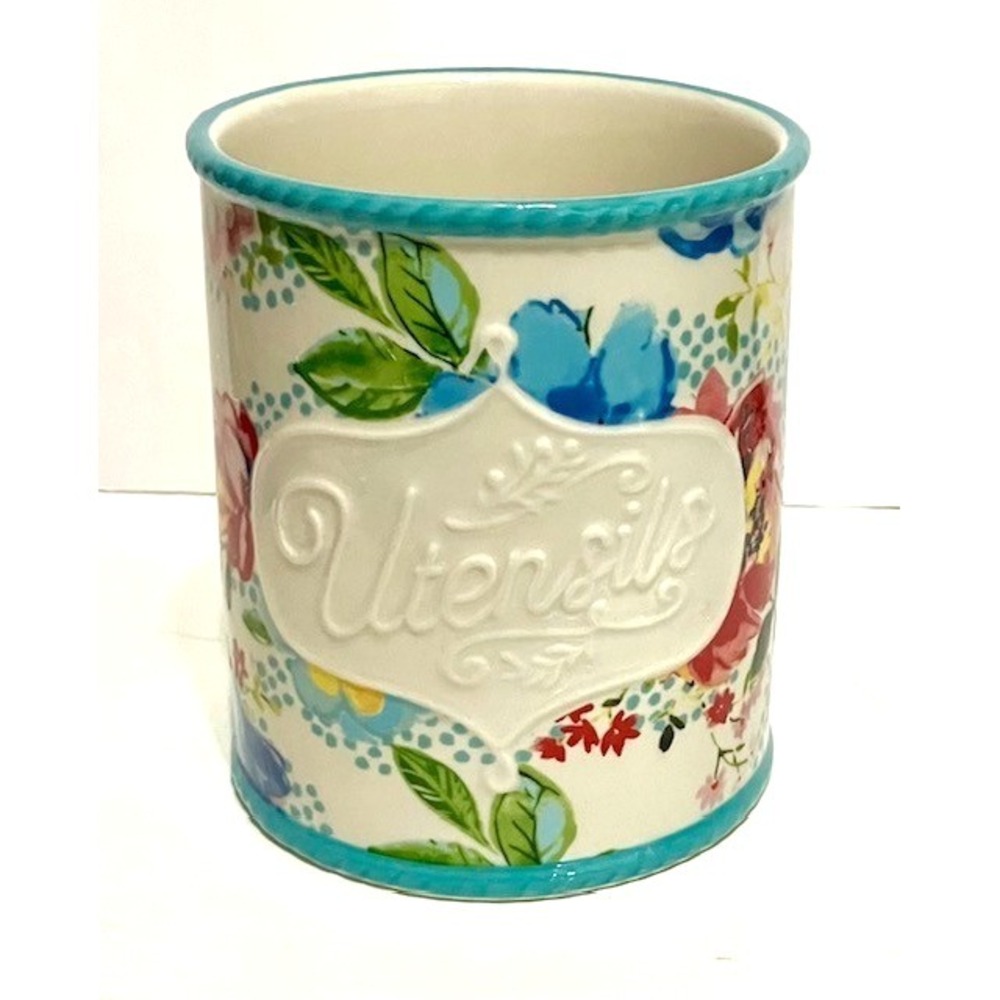 Pioneer Woman Utensil Holder Stoneware Floral Medley